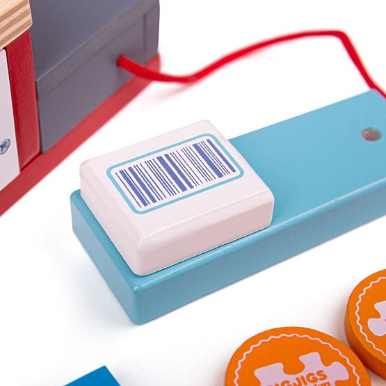 Bigjigs Toys Fa pénztárgép piros