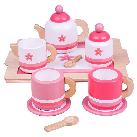Bigjigs Toys Fa Teáskészlet rózsaszín