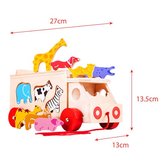 Bigjigs Toys Fából készült autó állatokkal