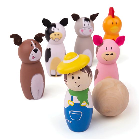 Bigjigs Toys Fából készült tekefarm
