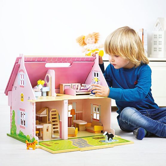 Bigjigs Toys Hordozható fa babaház
