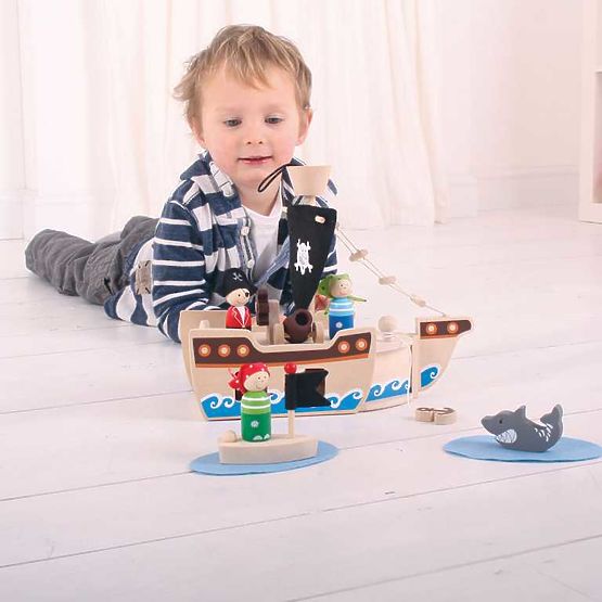 Bigjigs Toys Kalózhajó kalózokkal