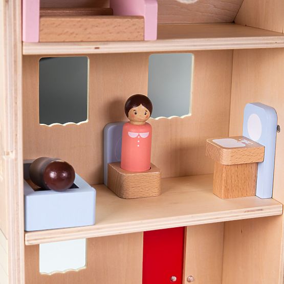 Bigjigs Toys Összecsukható babaház kiegészítőkkel