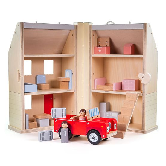 Bigjigs Toys Összecsukható babaház kiegészítőkkel