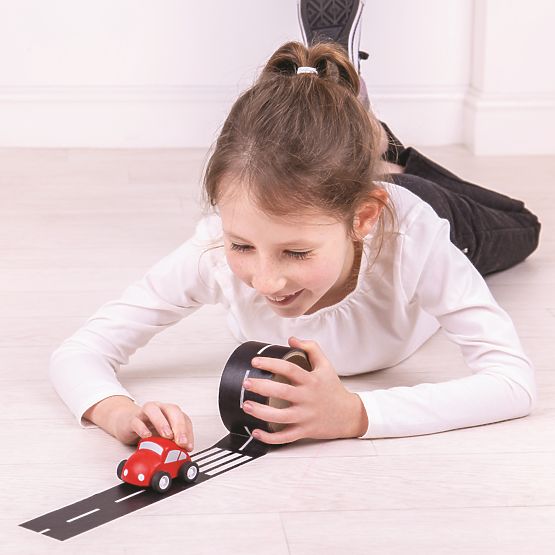 Bigjigs Toys Öntapadós út szalag autóval