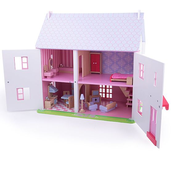Bigjigs Toys Rózsaszín babaház