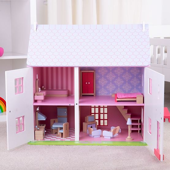 Bigjigs Toys Rózsaszín babaház