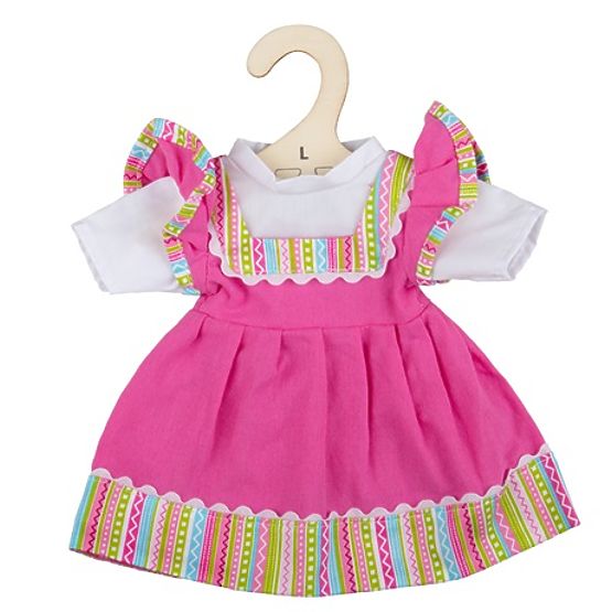 Bigjigs Toys Rózsaszín ruha csíkos szegéllyel 38 cm-es babának