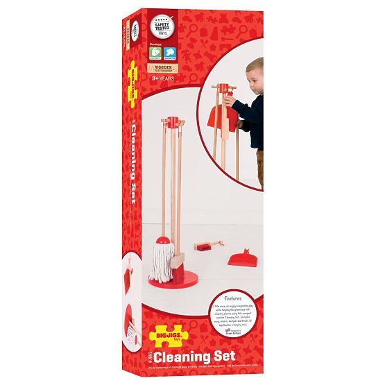 Bigjigs Toys takarító játék készlet piros