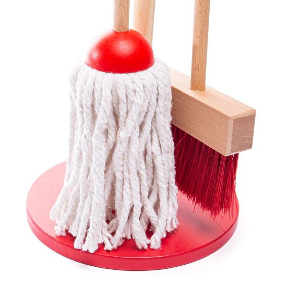 Bigjigs Toys takarító játék készlet piros