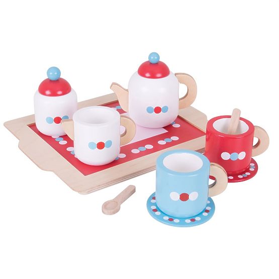 Bigjigs Toys Teáskészlet pöttyökkel