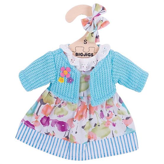 Bigjigs Toys Türkiz ruha pulóverrel 28 cm-es babához