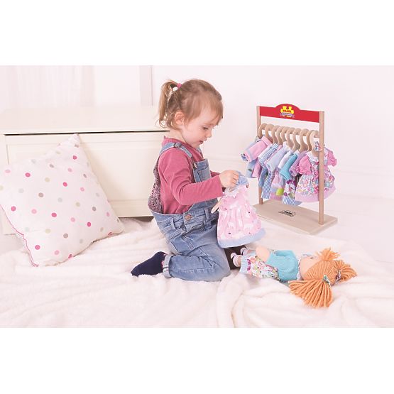 Bigjigs Toys Türkiz ruha pulóverrel 38 cm-es babának