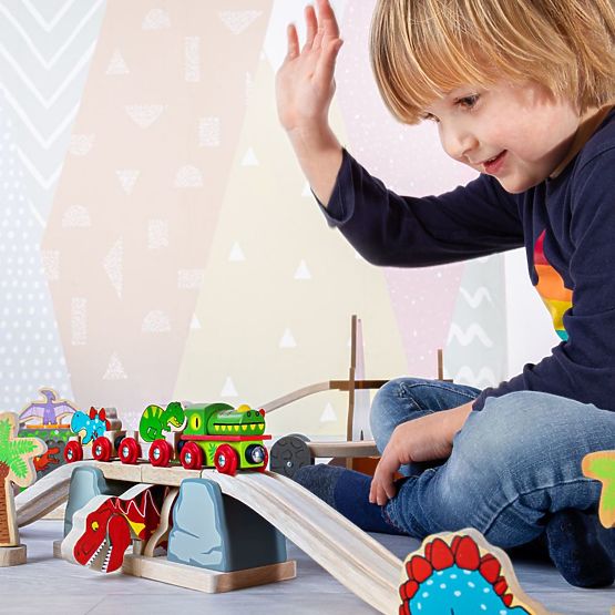 Bigjigs Rail Bridge T-Rex-szel