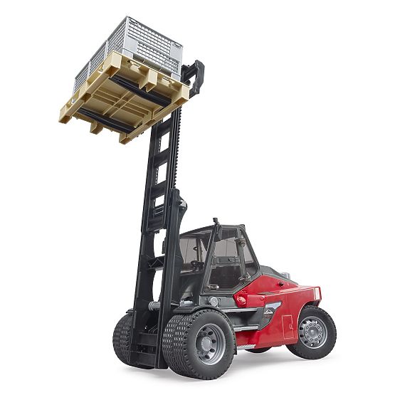 Bruder Linde HT160D targonca raklappal és 3 dobozzal