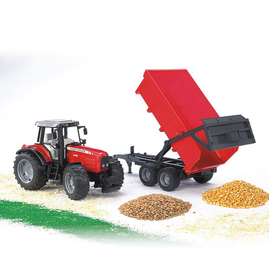 Bruder MASSEY FERGUSON traktor billenős pótkocsival piros