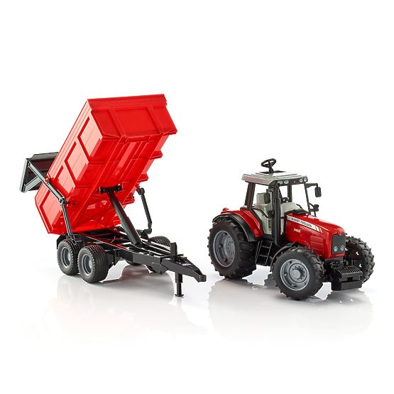 Bruder MASSEY FERGUSON traktor billenős pótkocsival piros