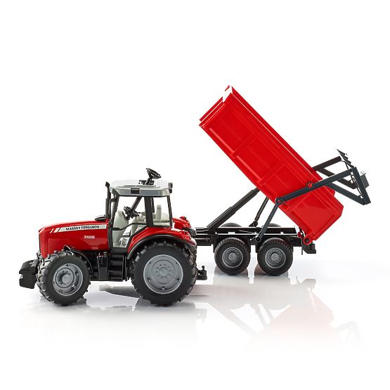 Bruder MASSEY FERGUSON traktor billenős pótkocsival piros
