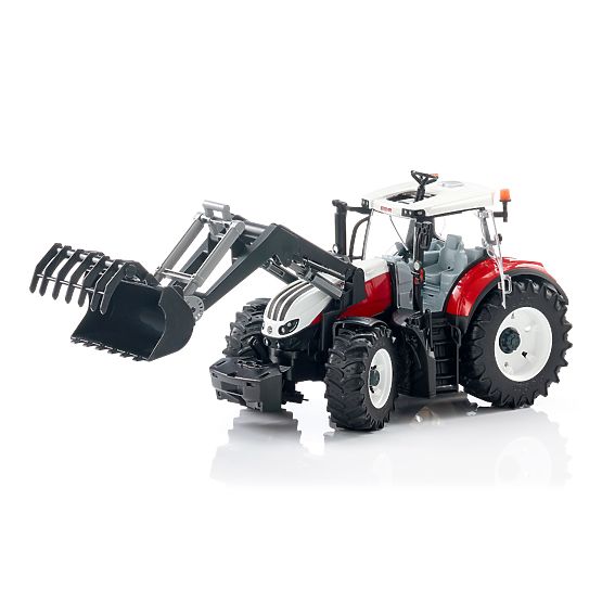 Bruder Steyr 6300 Terrus CVT traktor homlokrakodóval