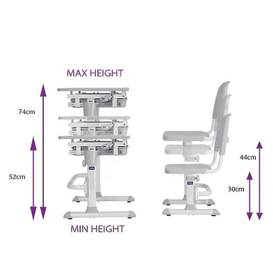 Childrens írás asztal + szék Cubby Lupin - szürke