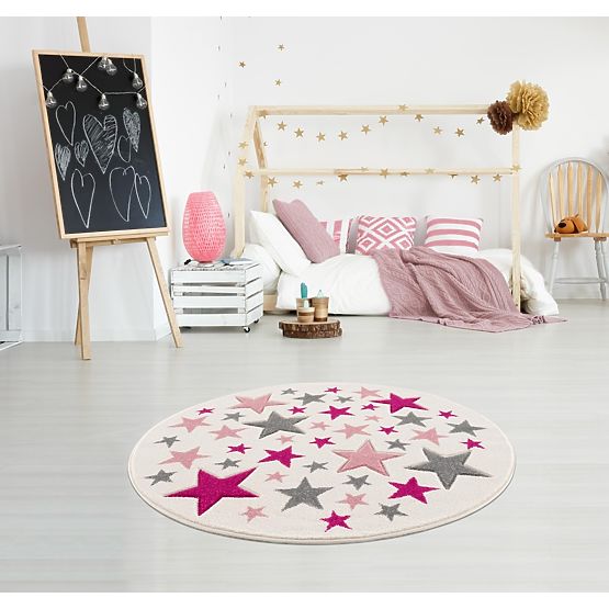Childrens szőnyeg Stella Round - krémes rózsaszín