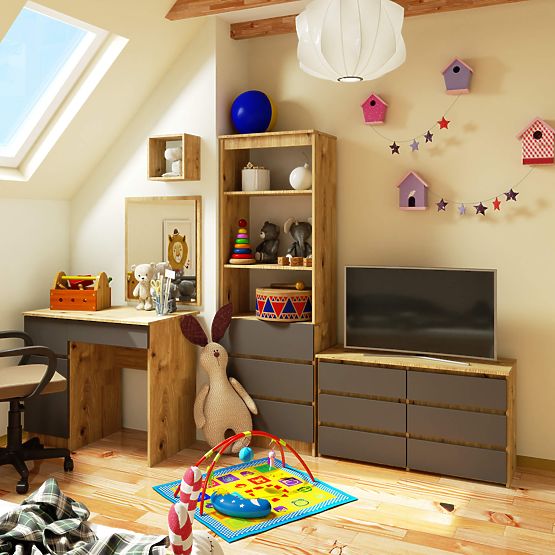 CL100 6SZ PK ARTISAN TÖLGY / SZÜRKE KOMÓD