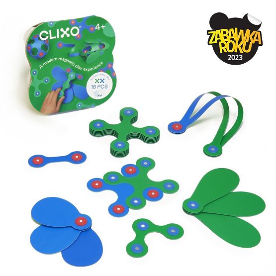 Clixo Itsy mágneses építőkészlet, Zöld-Kék