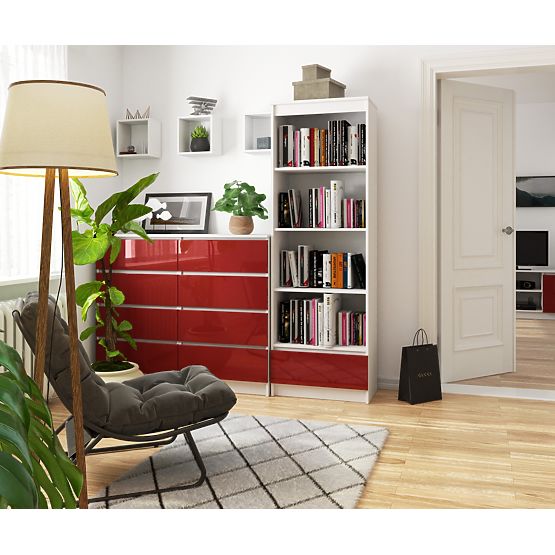 CLP 60 cm-es POLC 1 FIÓK 4 POLC FEHÉR / PIROS FÉNYES