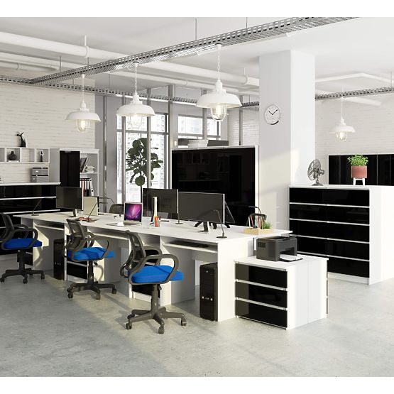 CLP ÍRÓASZTAL 135cm PK FEHÉR / FEKETE FÉNYES