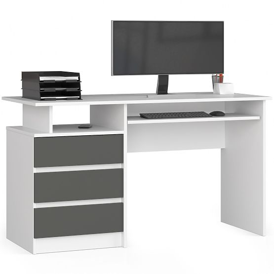 CLP ÍRÓASZTAL 135cm PK FEHÉR / SZÜRKE