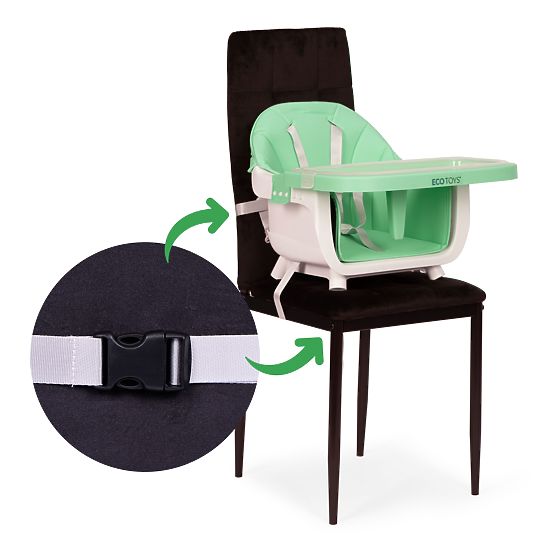 2 az 1-ben zöld gyerek etetőszék ECOTOYS