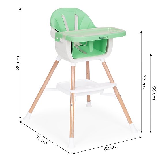 2 az 1-ben zöld gyerek etetőszék ECOTOYS