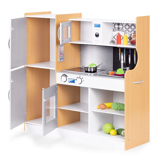 Gyermek konyha hanggal és LED táblával, krétás, fém kiegészítők MDF +3 év ECOTOYS