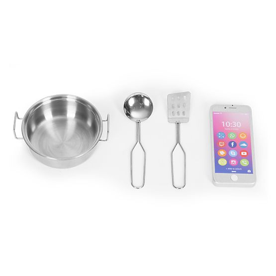Gyermek konyha hanggal és LED táblával, krétás, fém kiegészítők MDF +3 év ECOTOYS