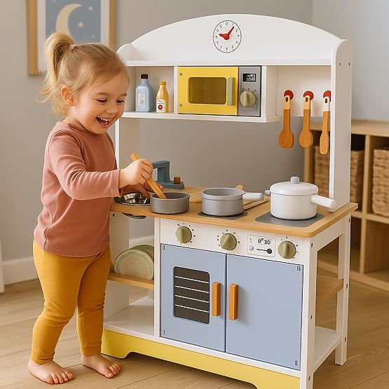 Gyermek konyha sütő mosógép mikrohullámú sütő 12 kiegészítő ECOTOYS
