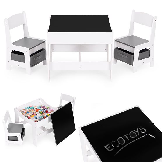 Gyermek bútor szett asztal + 2 szék táblával ECOTOYS