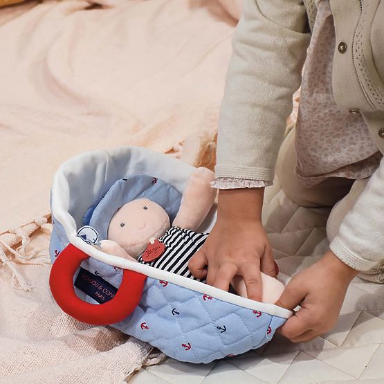 Doudou Jolijou Baba kék hordtáskában 20 cm