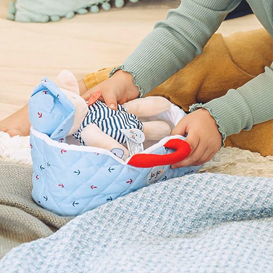 Doudou Jolijou Baba kék hordtáskában 20 cm