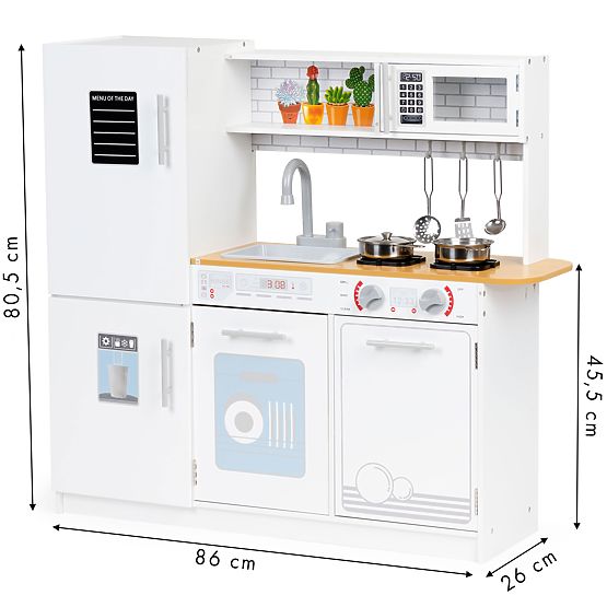 Fa konyha gyerekeknek LED világítással + edények ECOTOYS