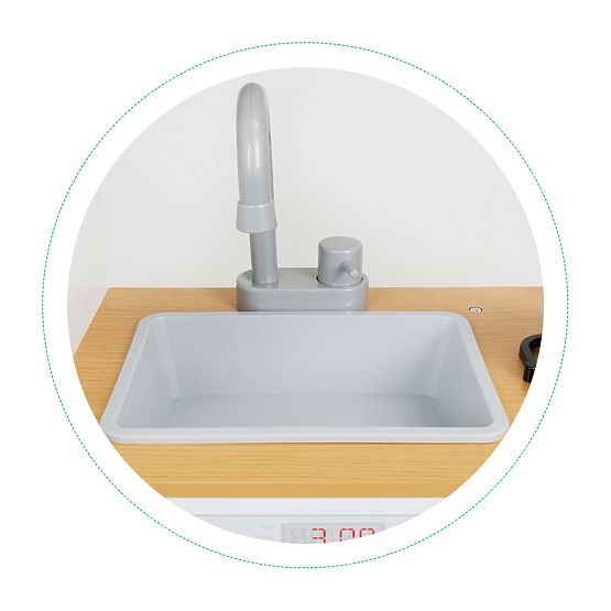 Fa konyha gyerekeknek LED világítással + edények ECOTOYS