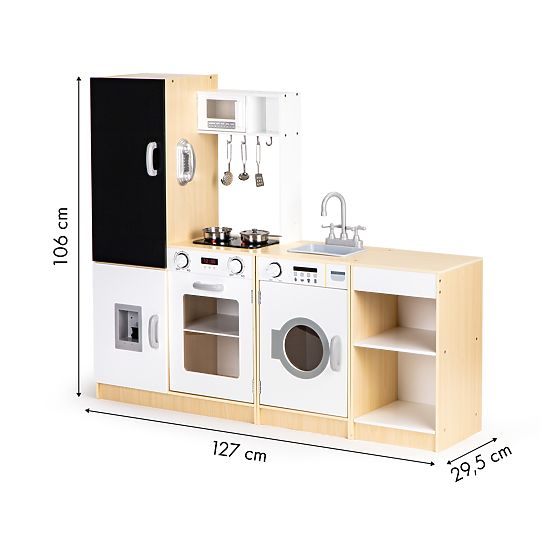 Fa gyerekkonyha önálló szegmensekkel XXL tábla + LED ECOTOYS