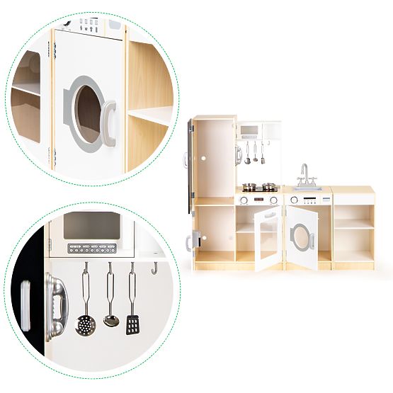 Fa gyerekkonyha önálló szegmensekkel XXL tábla + LED ECOTOYS