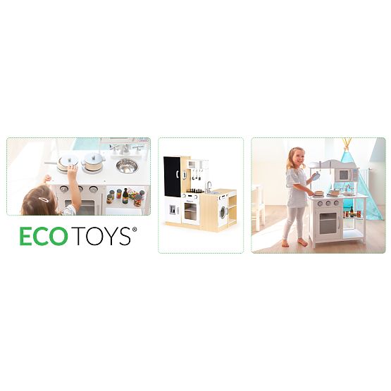 Fa gyerekkonyha önálló szegmensekkel XXL tábla + LED ECOTOYS