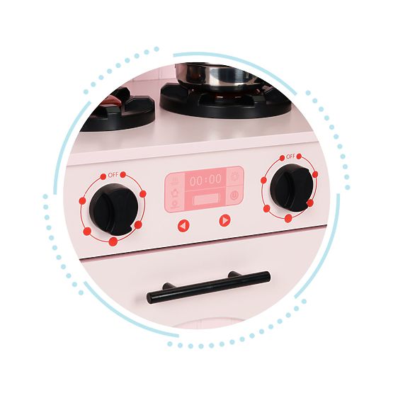 Fa konyha gyerekeknek sütővel, főzőlapokkal, mikrohullámú sütővel és kiegészítőkkel - ECOTOYS