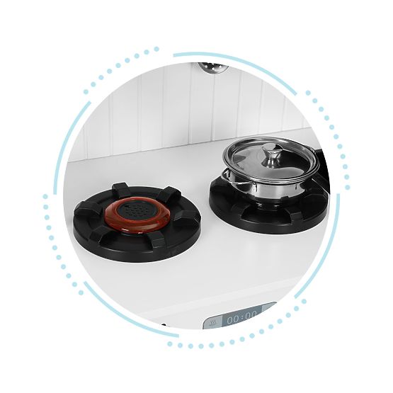 Fa konyha gyerekeknek sütővel, égőkkel, mikrohullámú sütővel és kiegészítőkkel - ECOTOYS