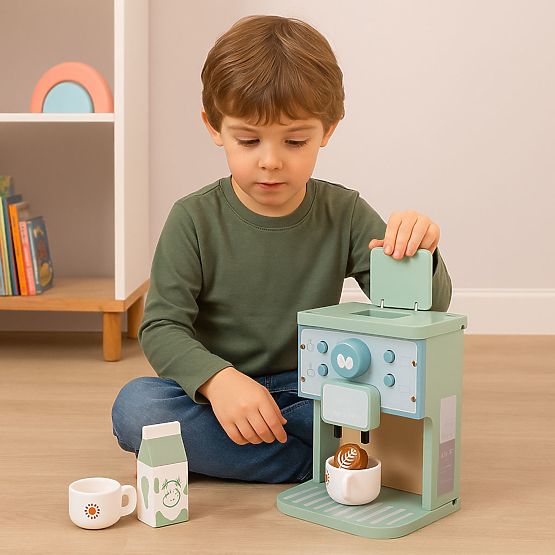 Fa játékkávéfőző barista készlet 8 darabos ECOTOYS