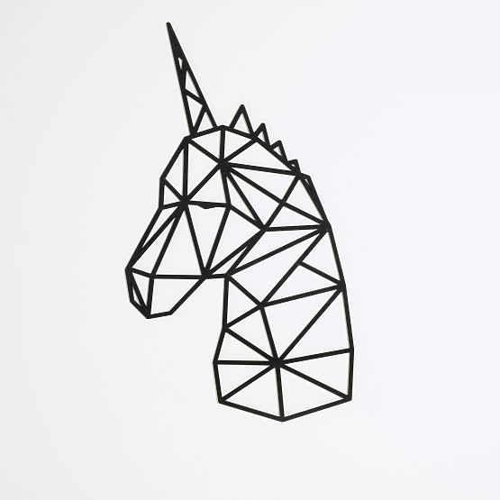 Fából készült geometrikus festmény - Unicorn - különböző színekben Szín: fekete