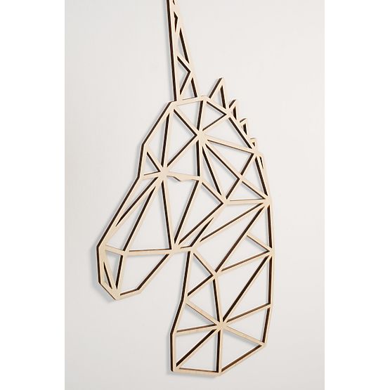 Fából készült geometrikus festmény - Unicorn - különböző színekben Szín: natúr