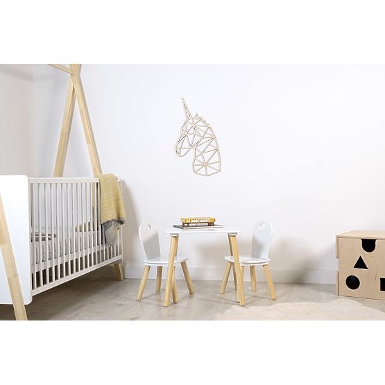 Fából készült geometrikus festmény - Unicorn - különböző színekben Szín: natúr