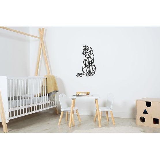 Fából készült geometrikus festmény - Cat - különböző színekben Szín: fekete